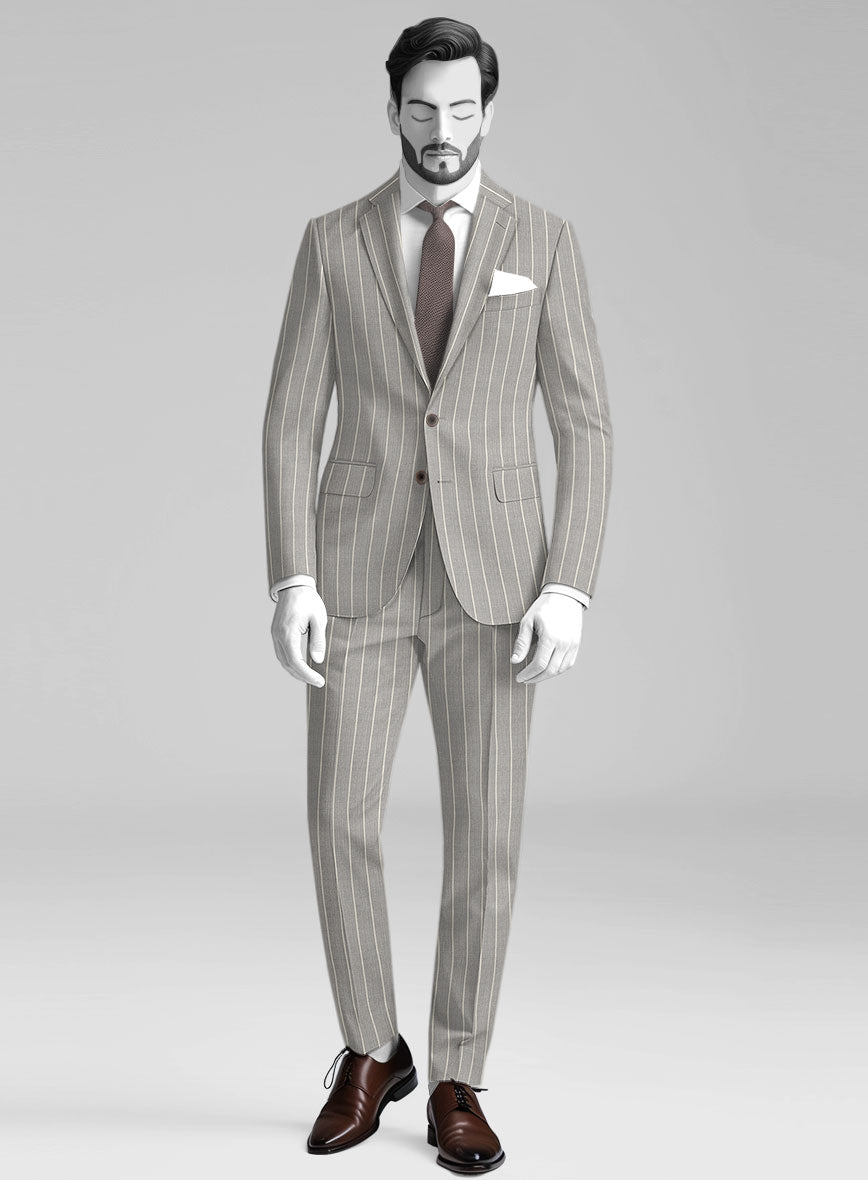 Napolean Alonzo Stripe Gray Wool Suit - StudioSuits