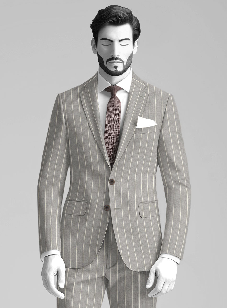 Napolean Alonzo Stripe Gray Wool Suit - StudioSuits