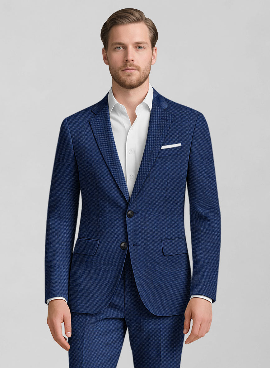 Napolean Arvett Basket Weave Blue Wool Jacket - StudioSuits