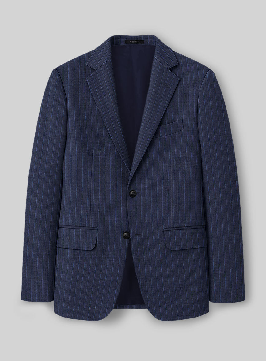 Napolean Argio Stripe Ink Blue Wool Jacket - StudioSuits