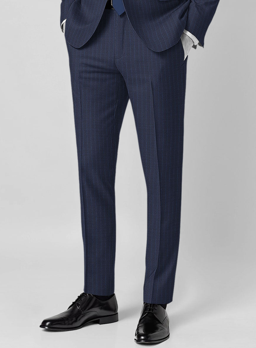 Napolean Argio Stripe Ink Blue Wool Pants - StudioSuits