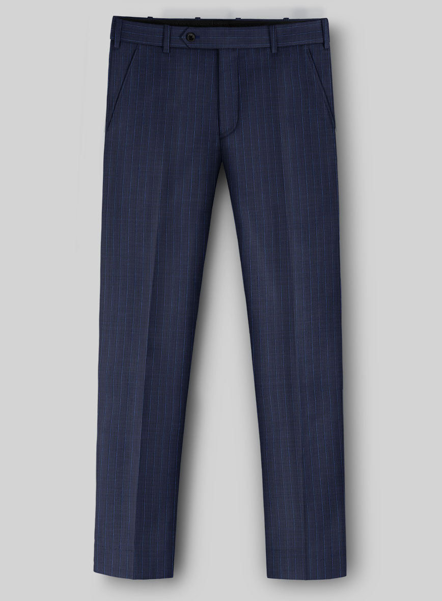 Napolean Argio Stripe Ink Blue Wool Pants - StudioSuits