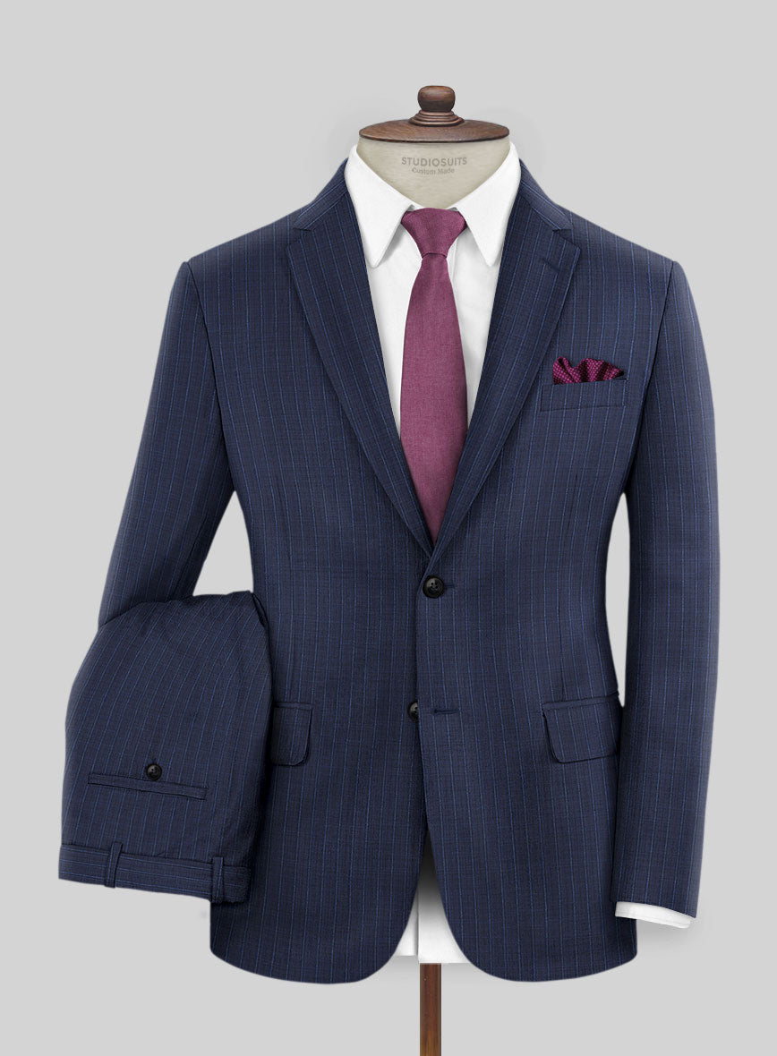 Napolean Argio Stripe Ink Blue Wool Suit - StudioSuits