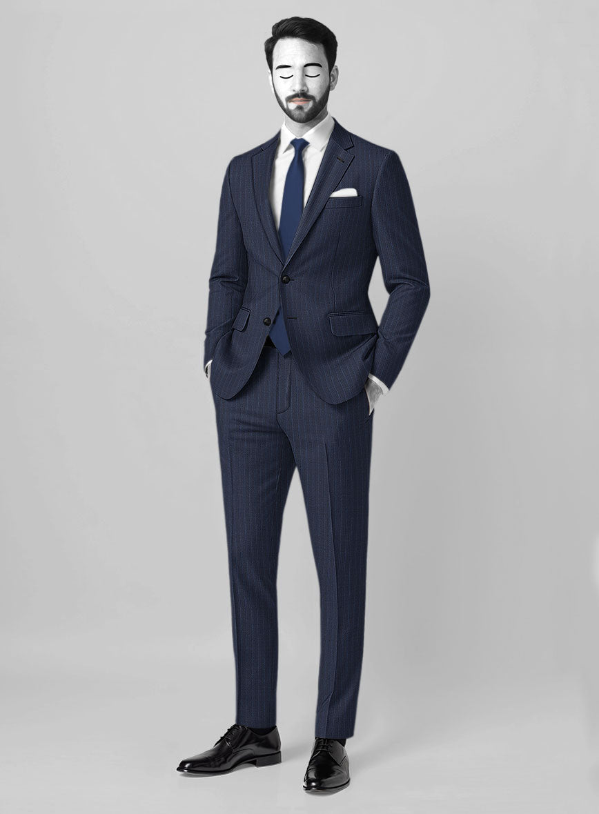 Napolean Argio Stripe Ink Blue Wool Suit - StudioSuits