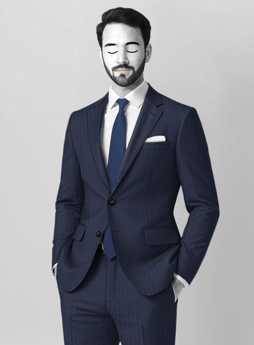 Napolean Argio Stripe Ink Blue Wool Suit - StudioSuits