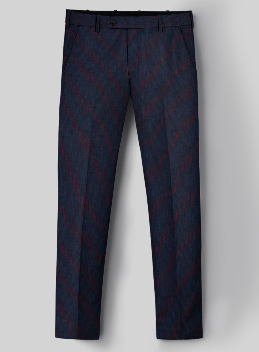 Napolean Argio Stripe Dark Blue Wool Pants - StudioSuits
