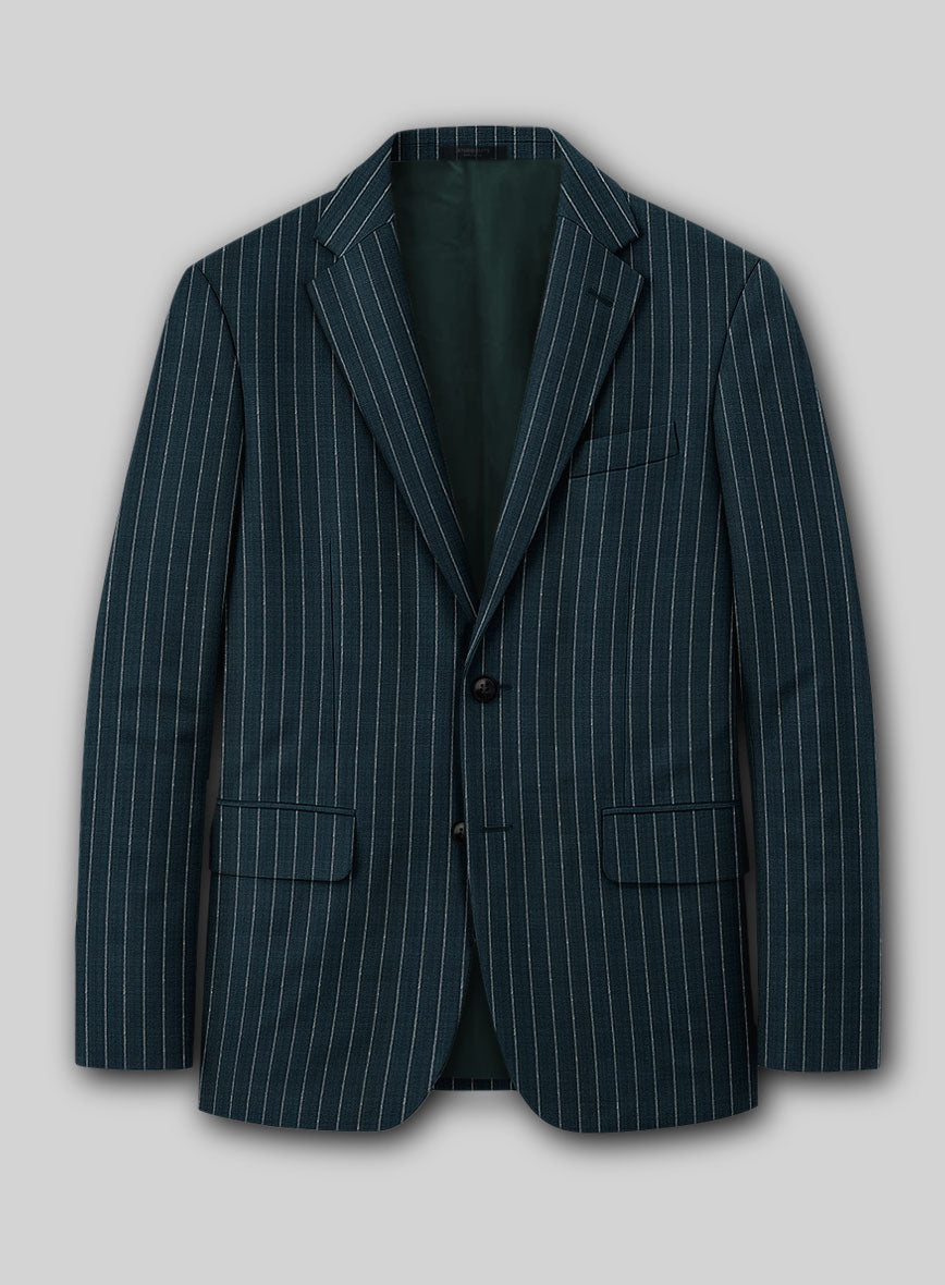 Napolean Argio Stripe Prussian Blue Wool Jacket - StudioSuits