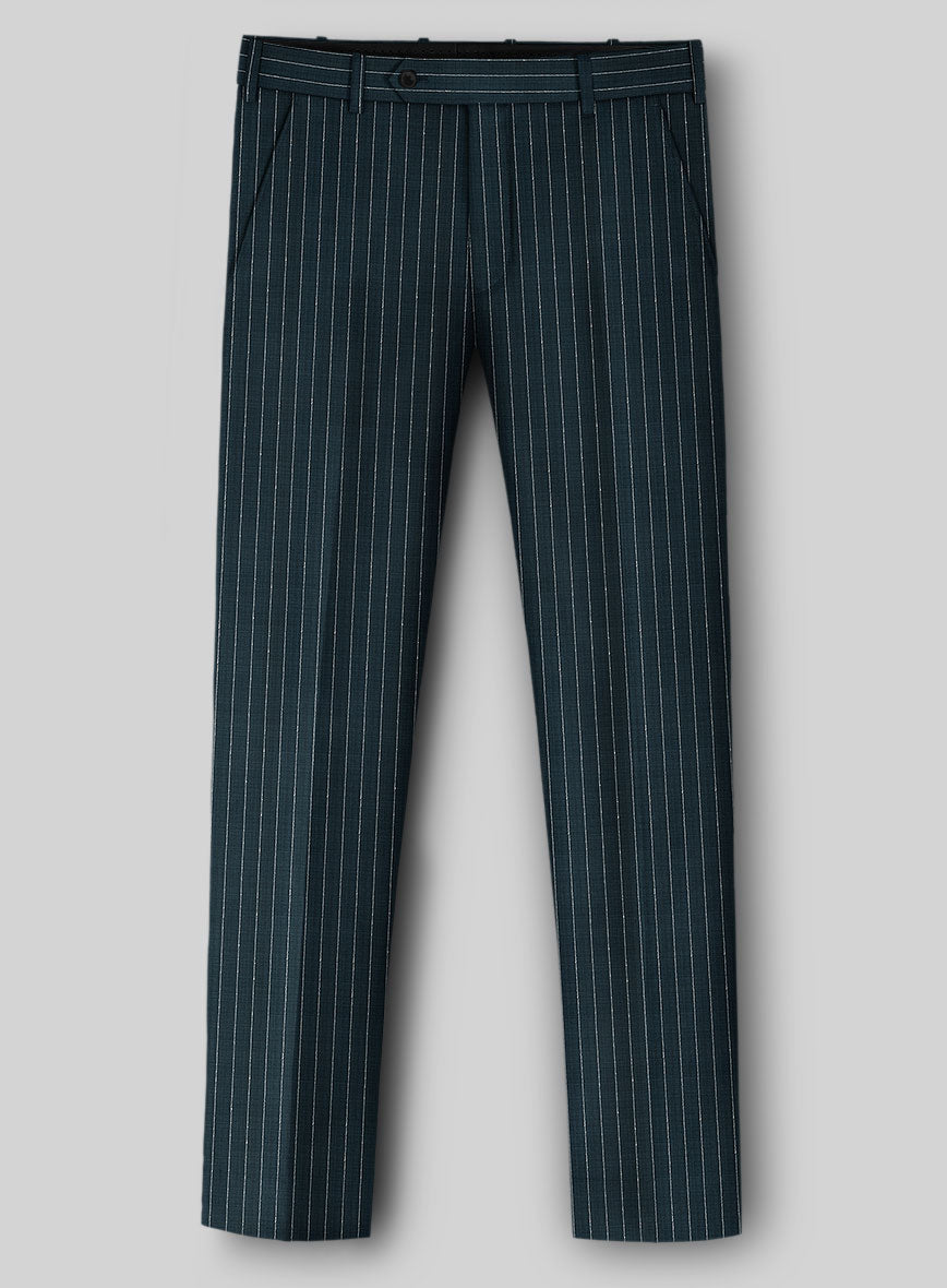 Napolean Argio Stripe Prussian Blue Wool Pants - StudioSuits