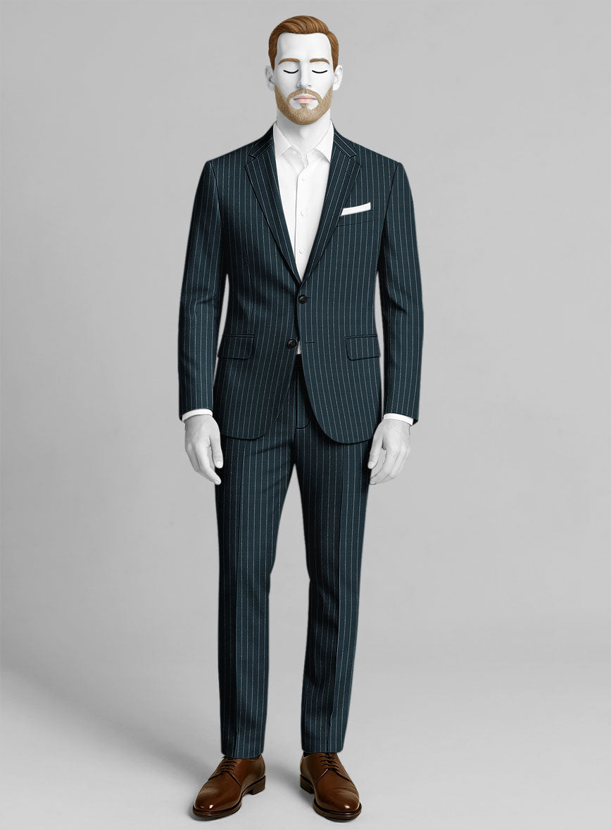 Napolean Argio Stripe Prussian Blue Wool Suit - StudioSuits