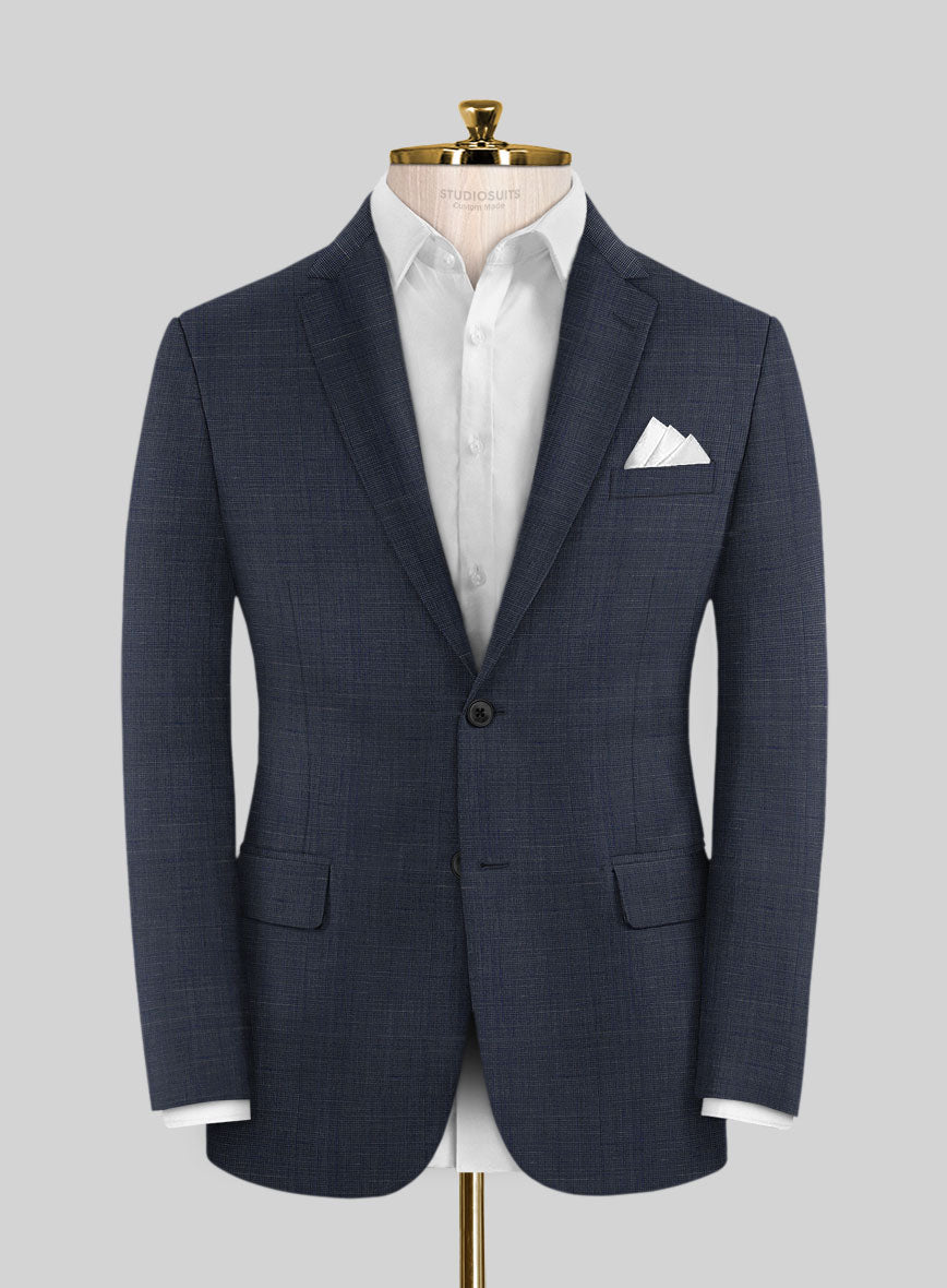 Napolean Ariel Nailhead Blue Wool Jacket - StudioSuits