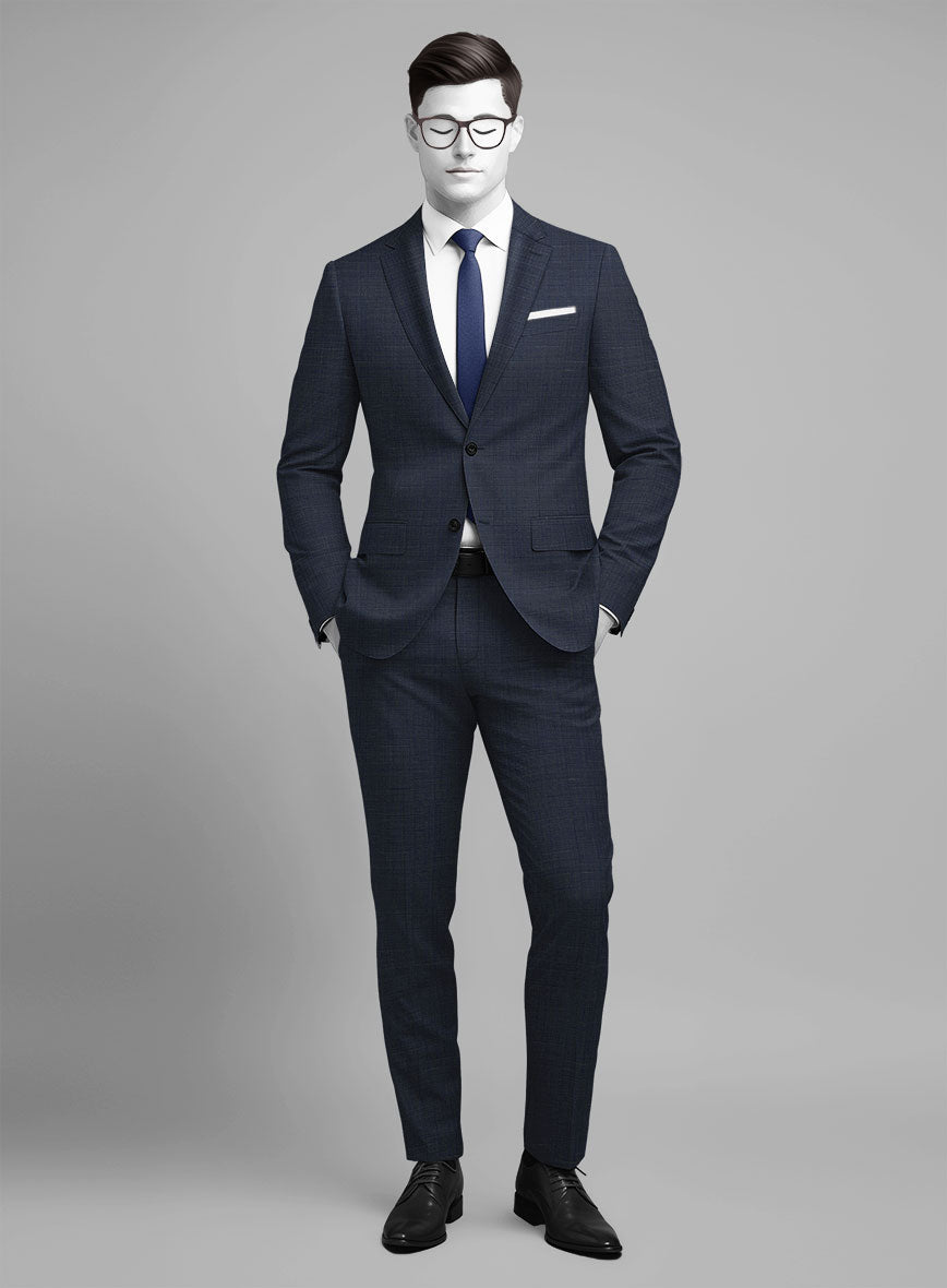 Napolean Ariel Nailhead Blue Wool Suit - StudioSuits