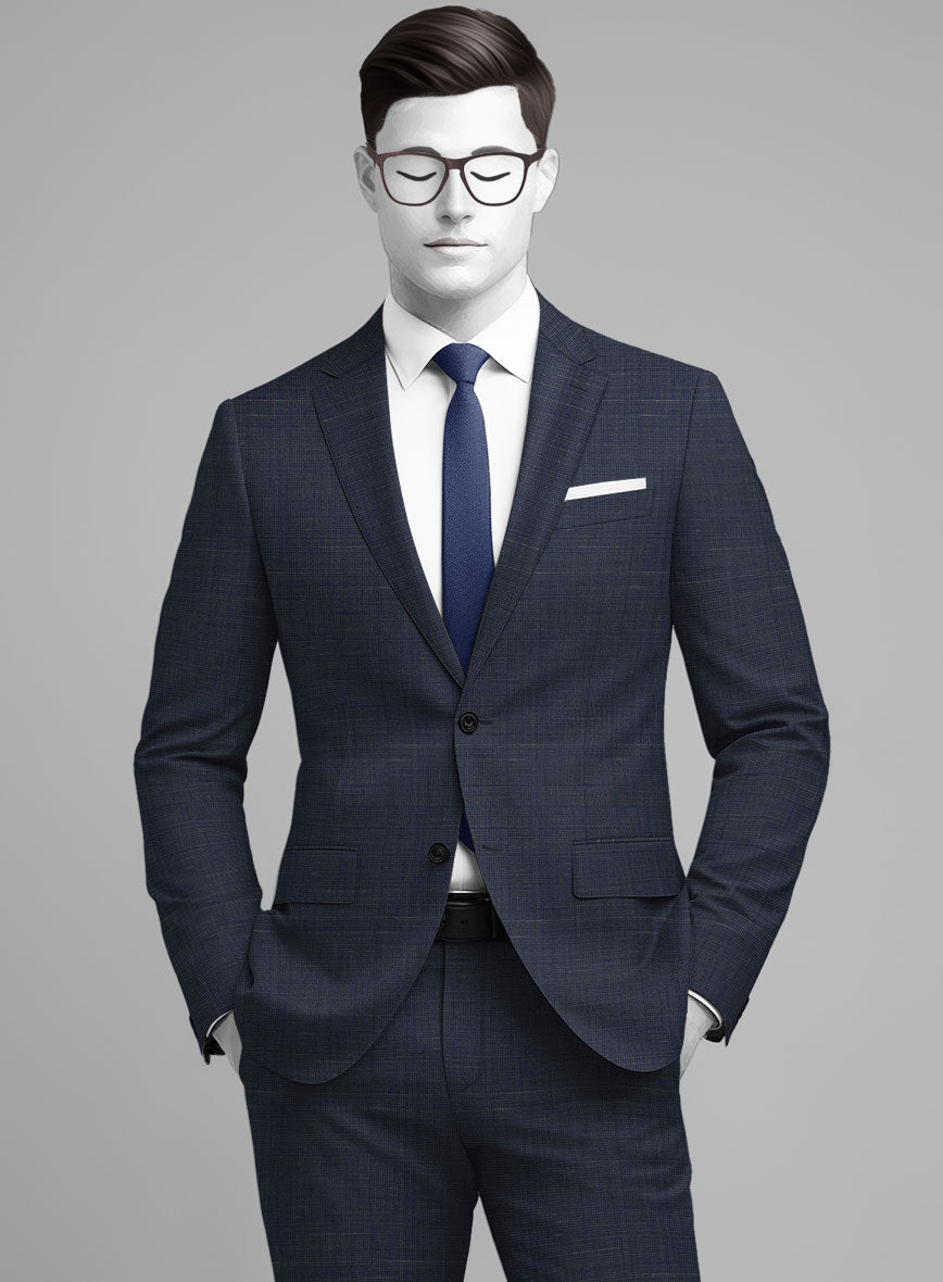 Napolean Ariel Nailhead Blue Wool Suit - StudioSuits