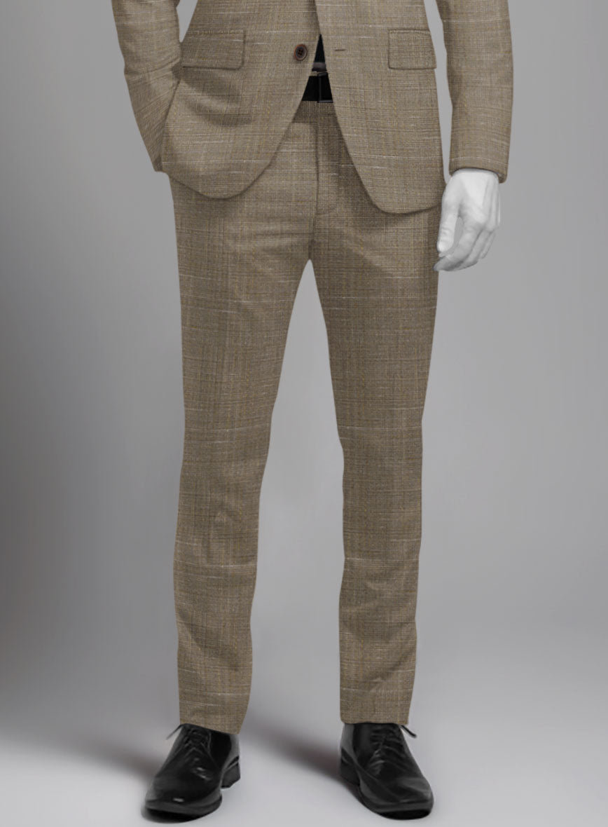 Napolean Ariel Nailhead Brown Wool Pants - StudioSuits