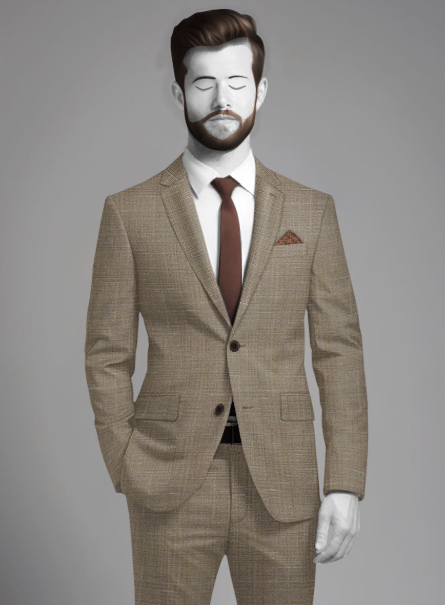 Napolean Ariel Nailhead Brown Wool Suit - StudioSuits