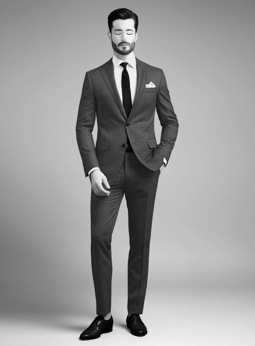 Napolean Ariel Nailhead Charcoal Wool Suit - StudioSuits