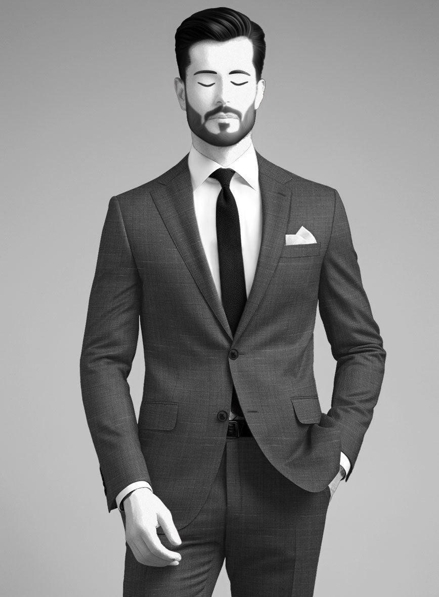 Napolean Ariel Nailhead Charcoal Wool Suit - StudioSuits