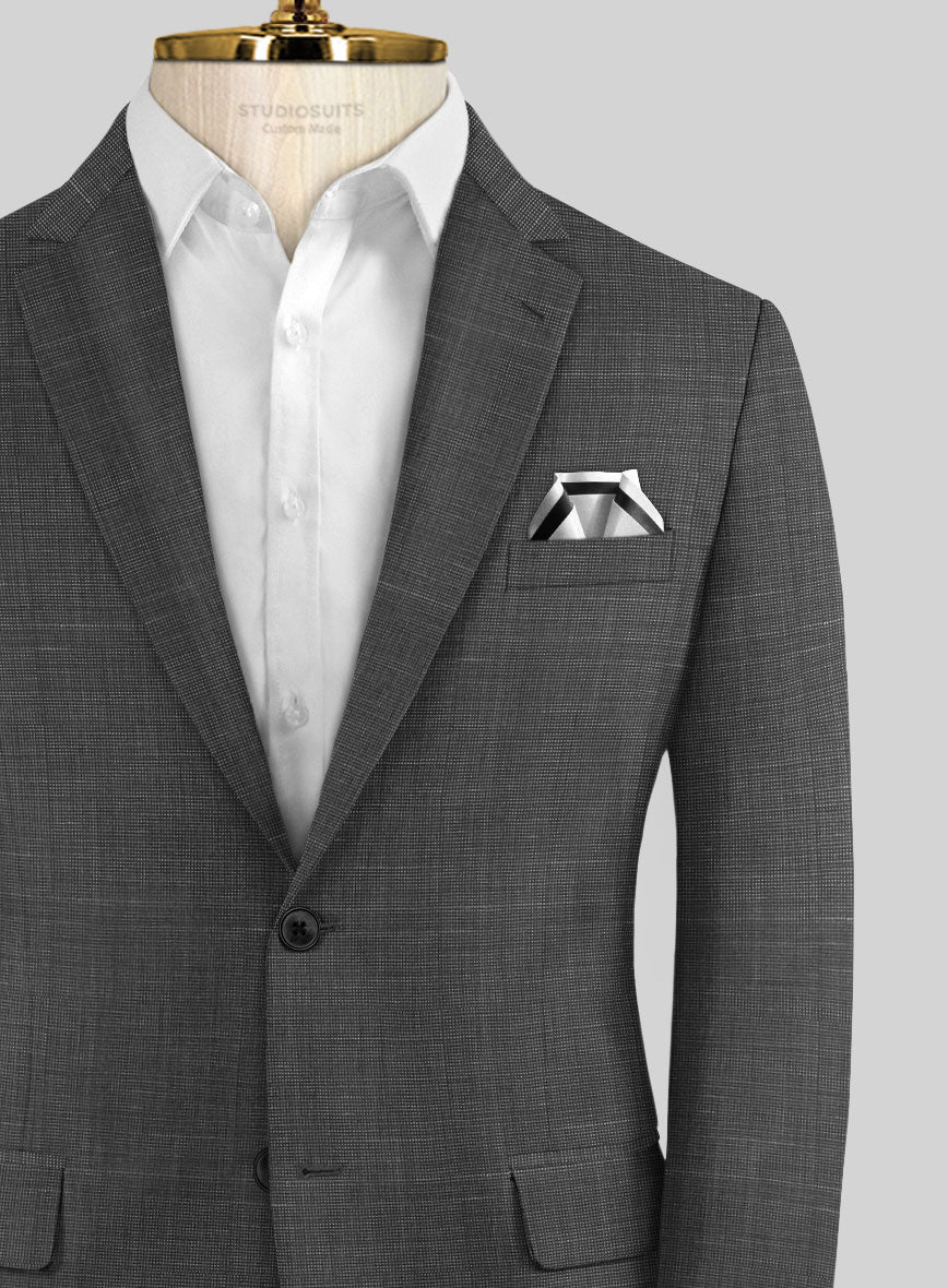 Napolean Ariel Nailhead Charcoal Wool Suit - StudioSuits