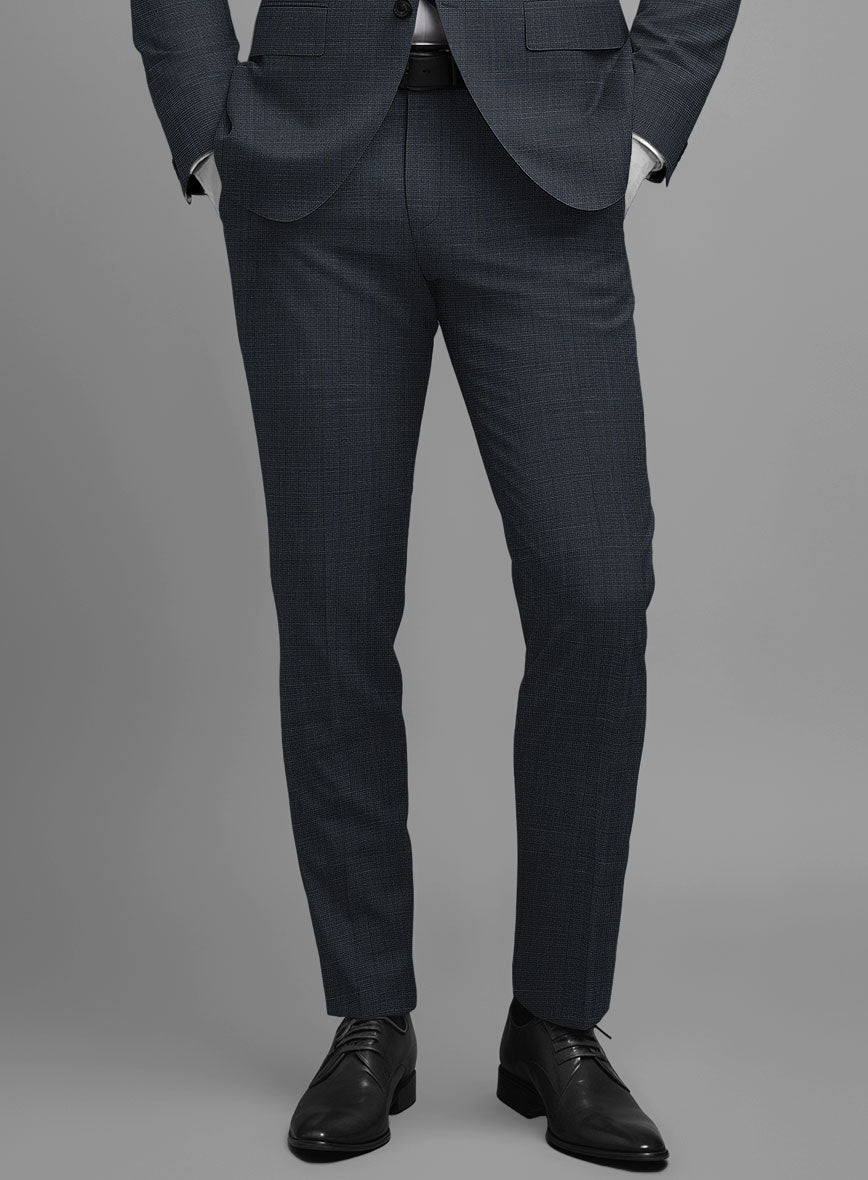 Napolean Ariel Nailhead Dark Blue Wool Pants - StudioSuits