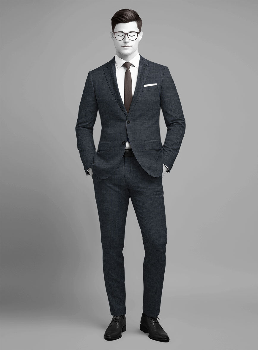 Napolean Ariel Nailhead Dark Blue Wool Suit - StudioSuits