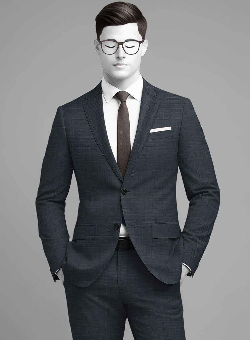 Napolean Ariel Nailhead Dark Blue Wool Suit - StudioSuits