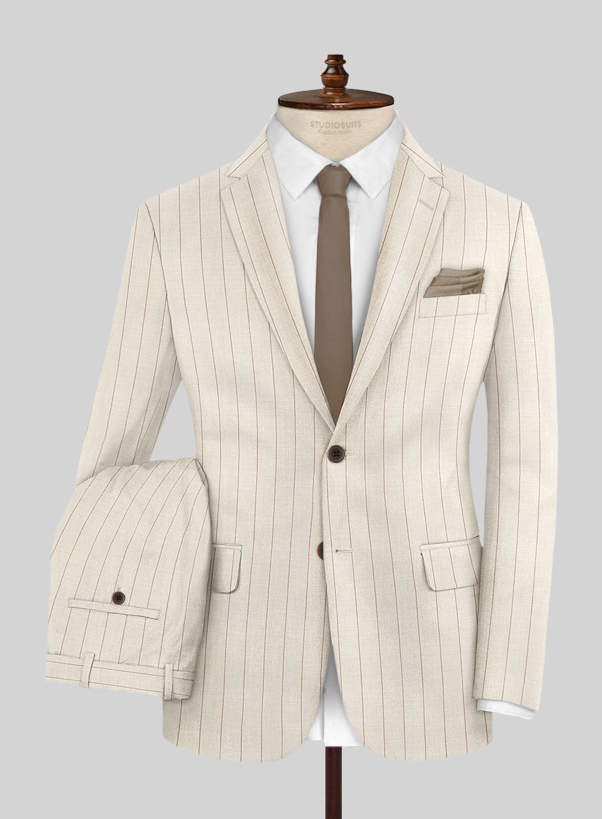 Napolean Artisan Band Beige Wool Suit - StudioSuits