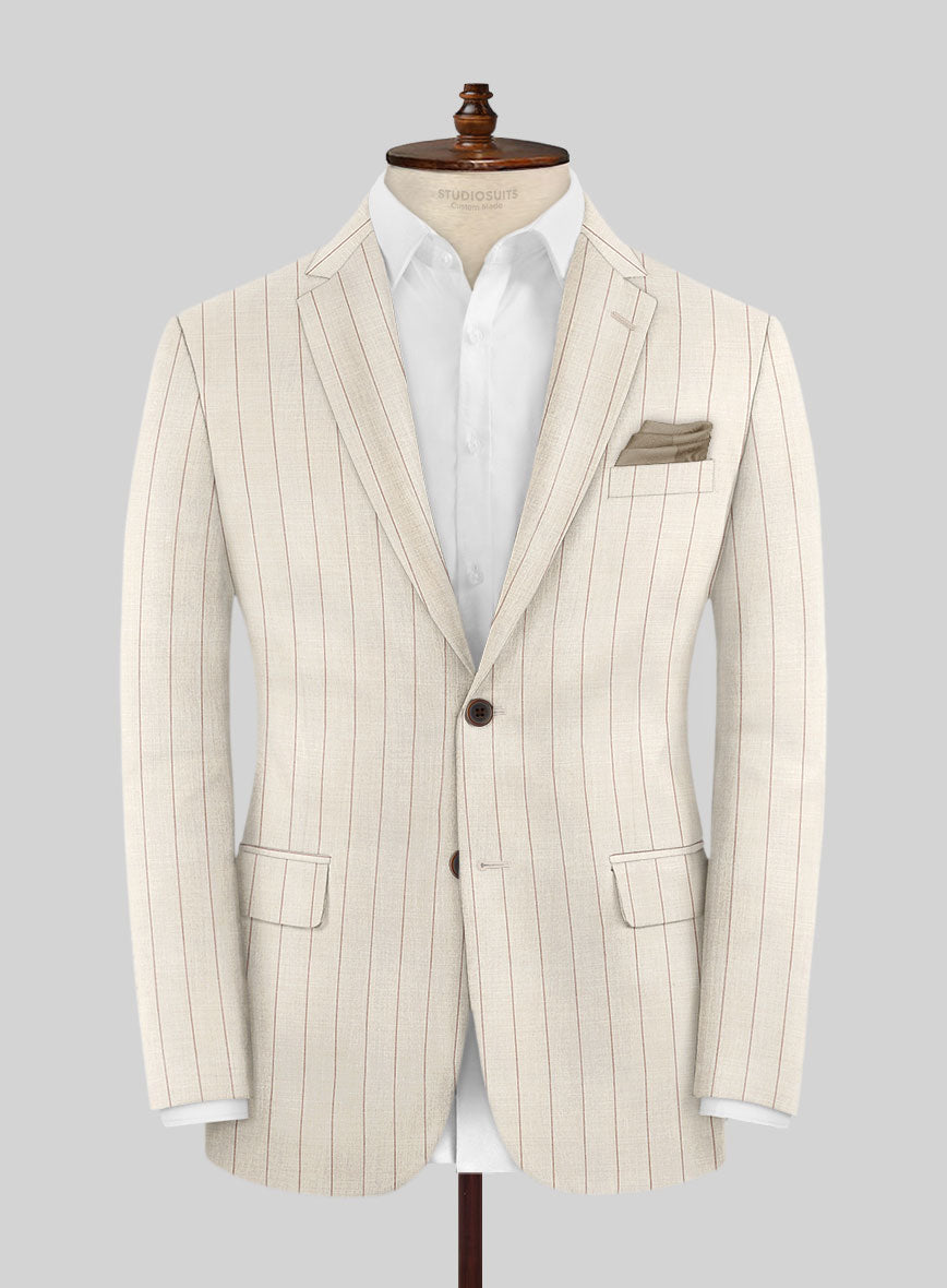 Napolean Artisan Band Beige Wool Suit - StudioSuits