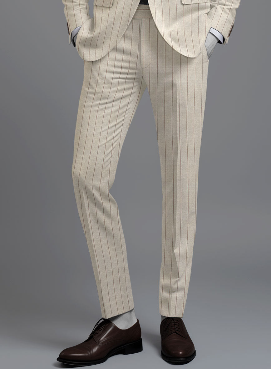 Napolean Artisan Band Beige Wool Suit - StudioSuits
