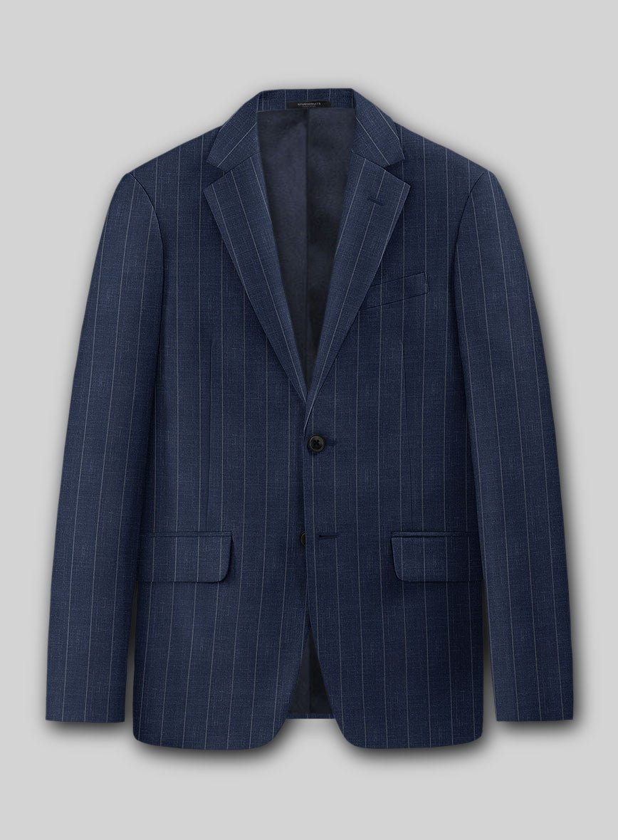 Napolean Artisan Band Blue Wool Jacket - StudioSuits