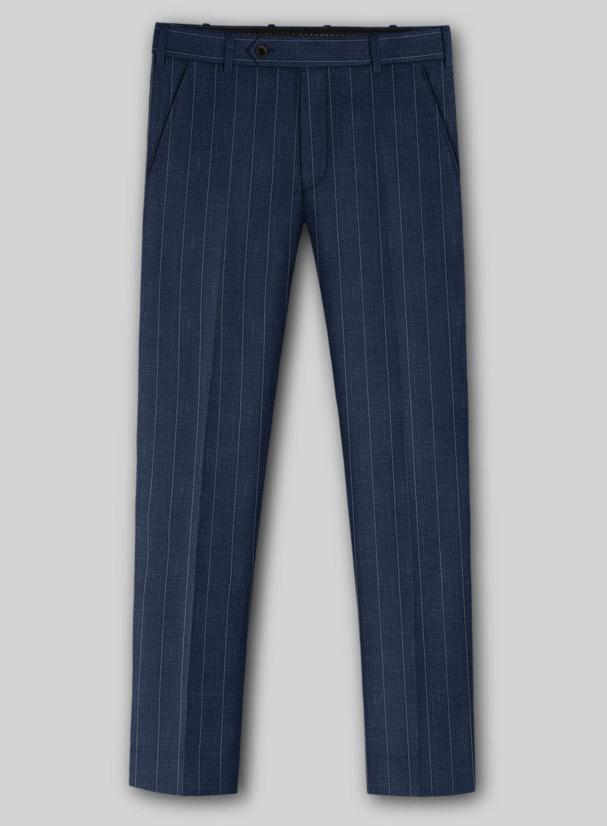 Napolean Artisan Band Blue Wool Pants - StudioSuits