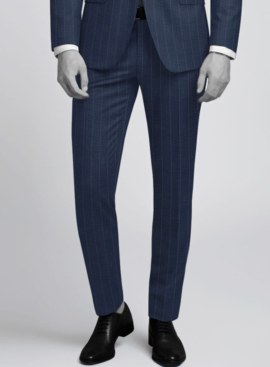 Napolean Artisan Band Blue Wool Pants - StudioSuits