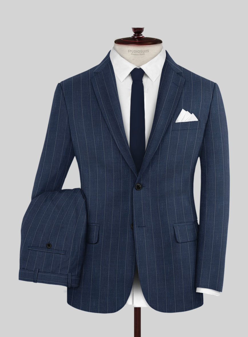 Napolean Artisan Band Blue Wool Suit - StudioSuits