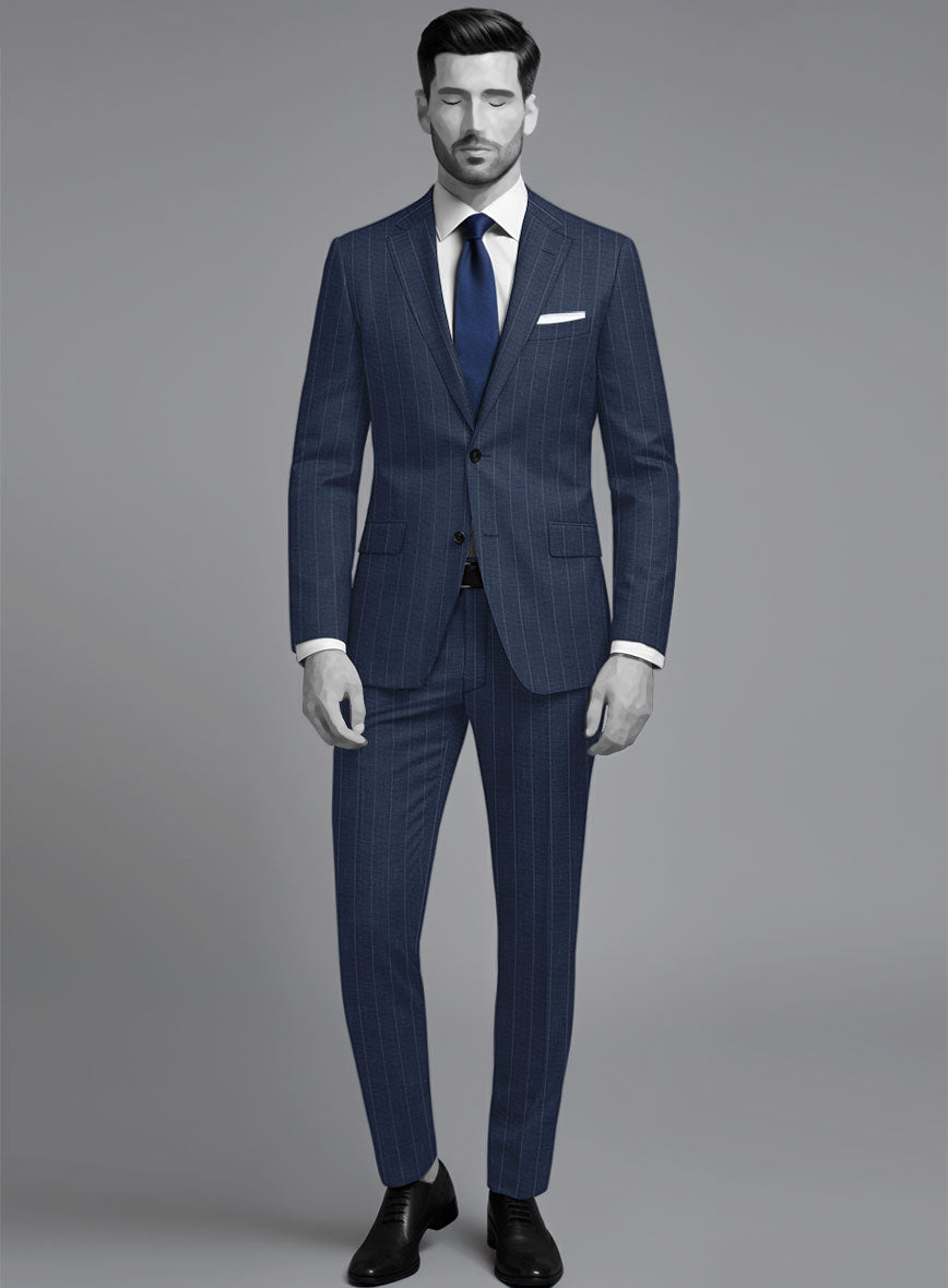 Napolean Artisan Band Blue Wool Suit - StudioSuits