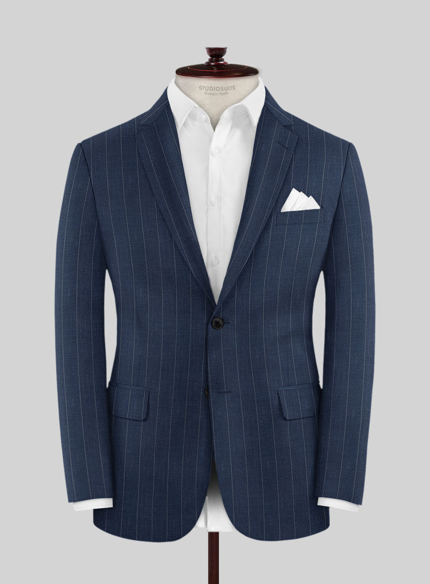 Napolean Artisan Band Blue Wool Suit - StudioSuits