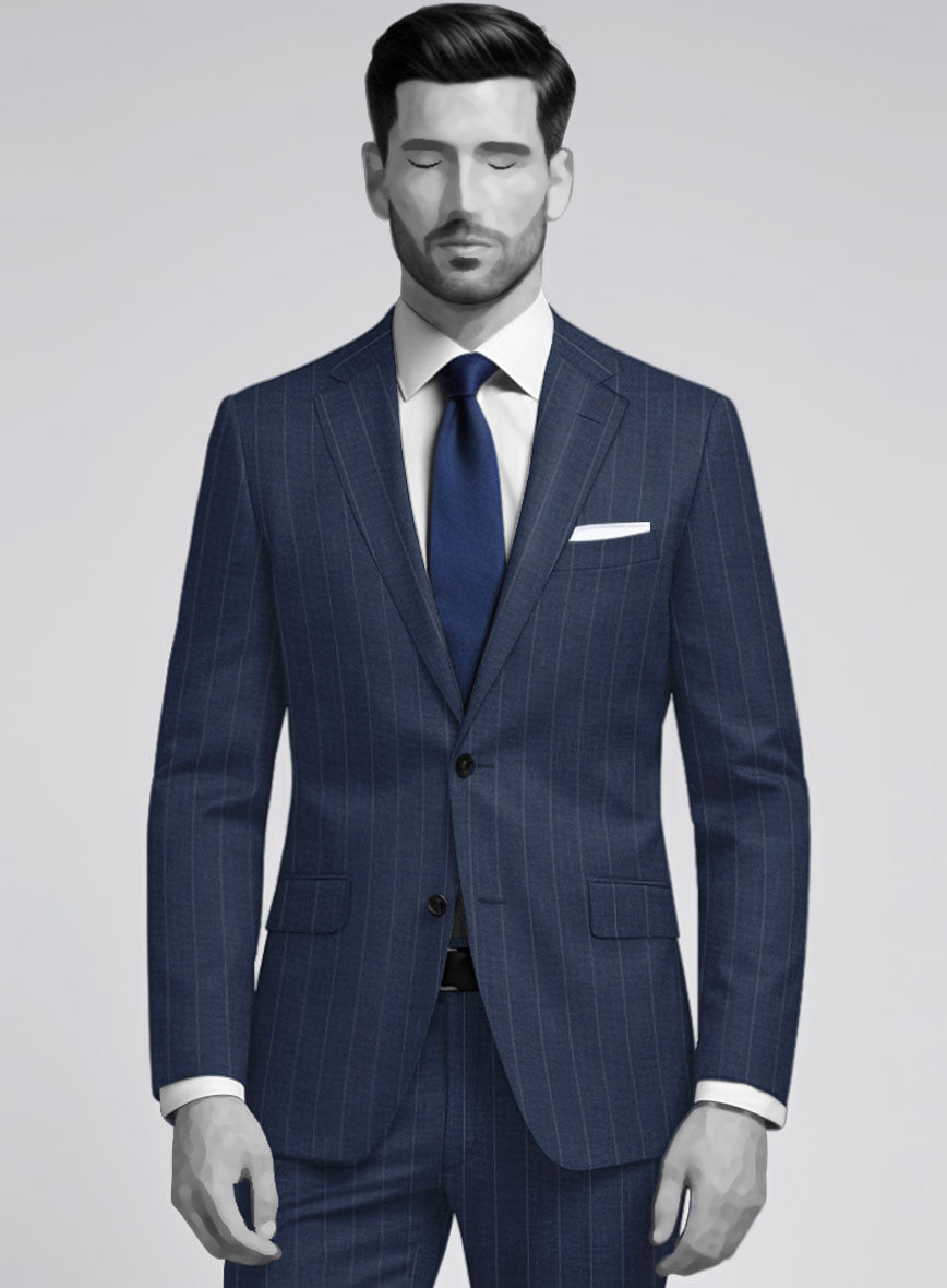 Napolean Artisan Band Blue Wool Suit - StudioSuits