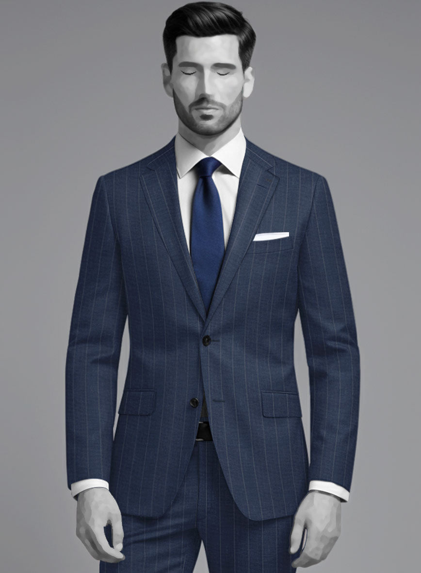 Napolean Artisan Band Blue Wool Suit - StudioSuits