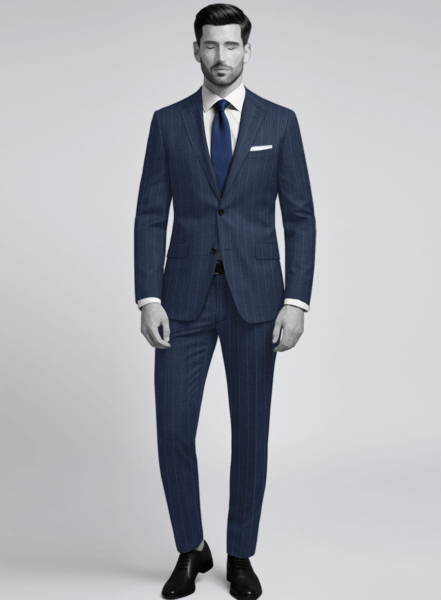 Napolean Artisan Band Blue Wool Suit - StudioSuits