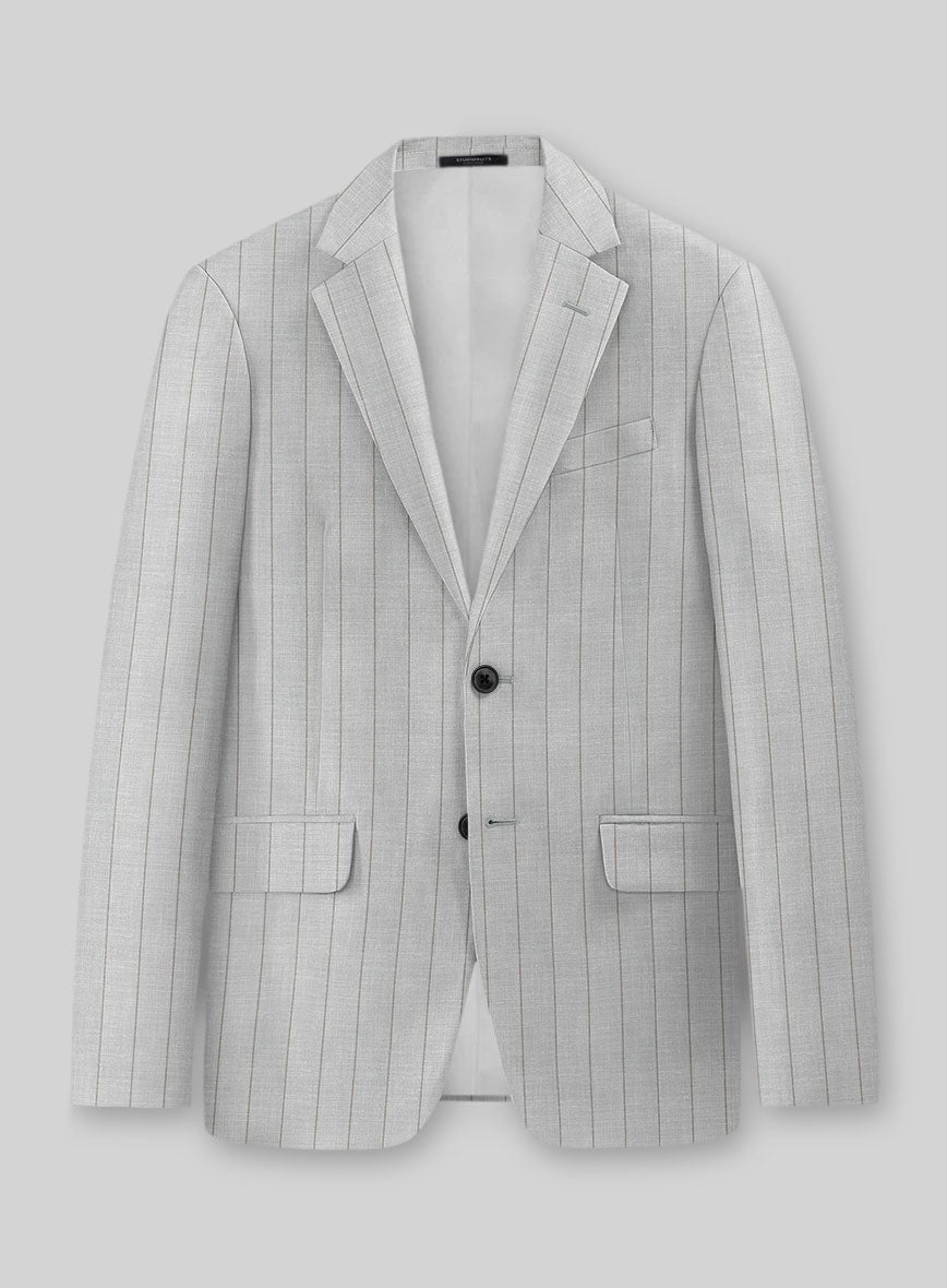 Napolean Artisan Band Gray Wool Jacket - StudioSuits