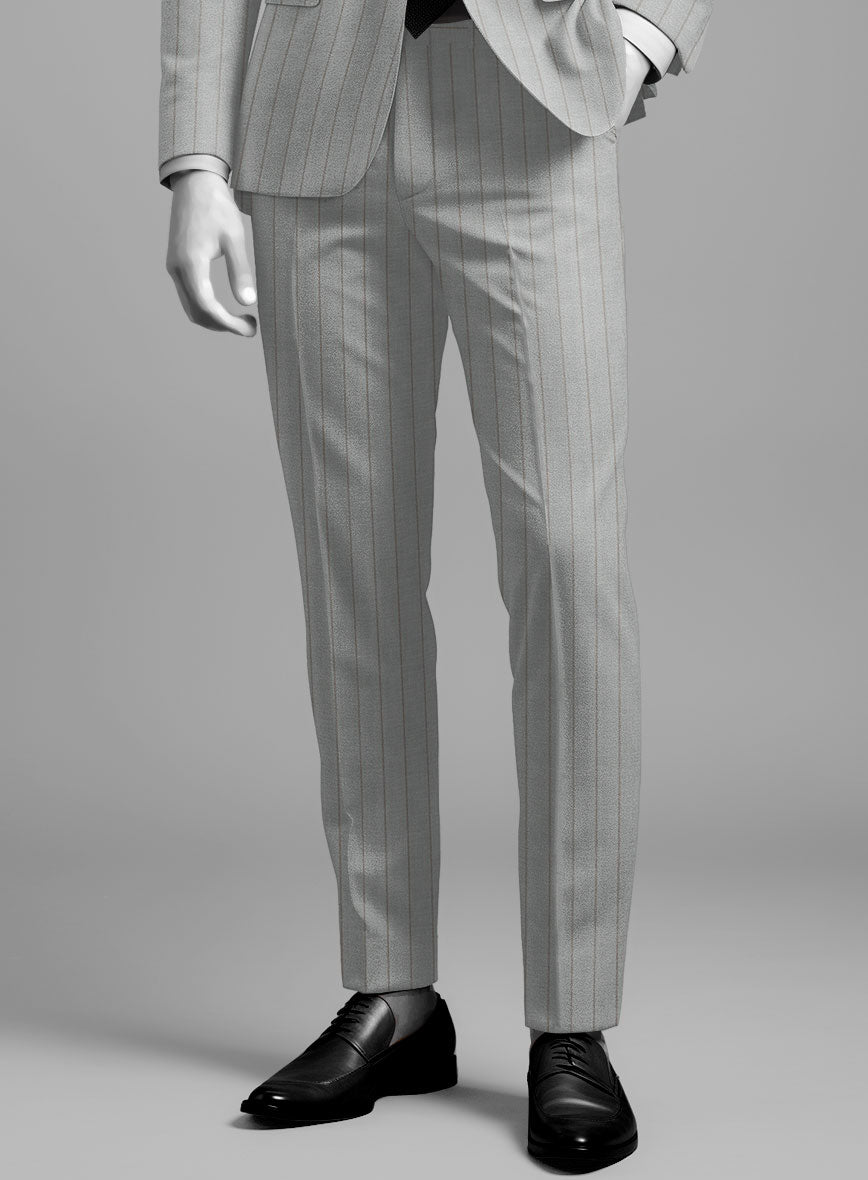 Napolean Artisan Band Gray Wool Pants - StudioSuits
