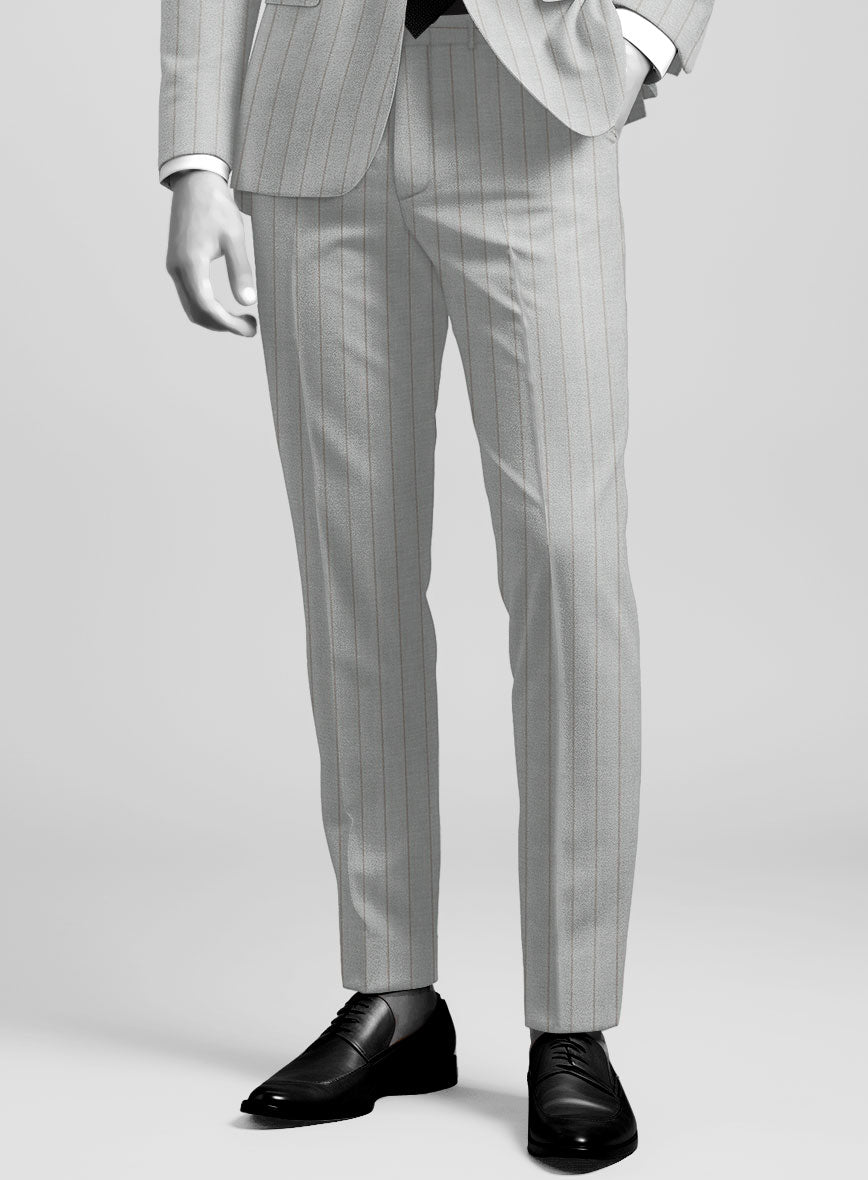 Napolean Artisan Band Gray Wool Pants - StudioSuits