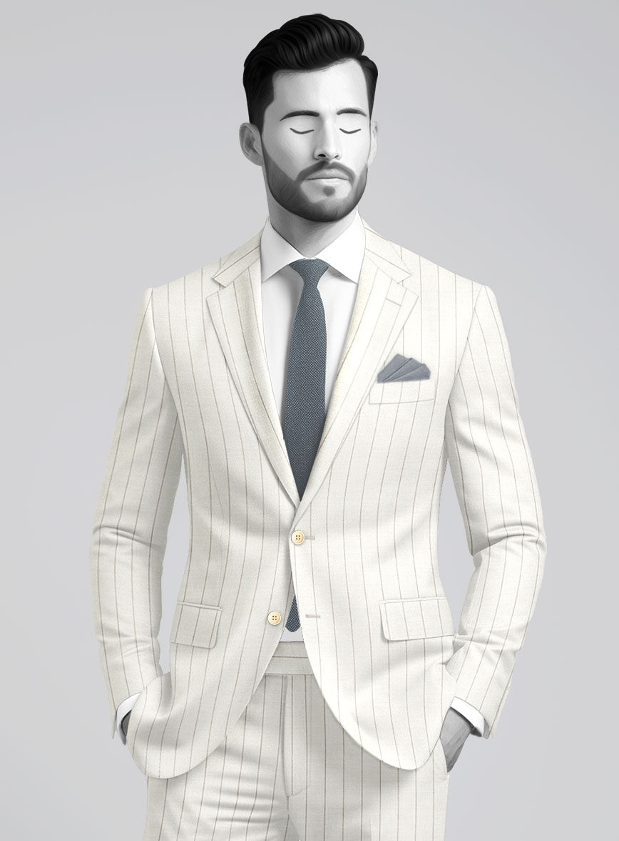 Napolean Artisan Band Ivory Wool Jacket - StudioSuits