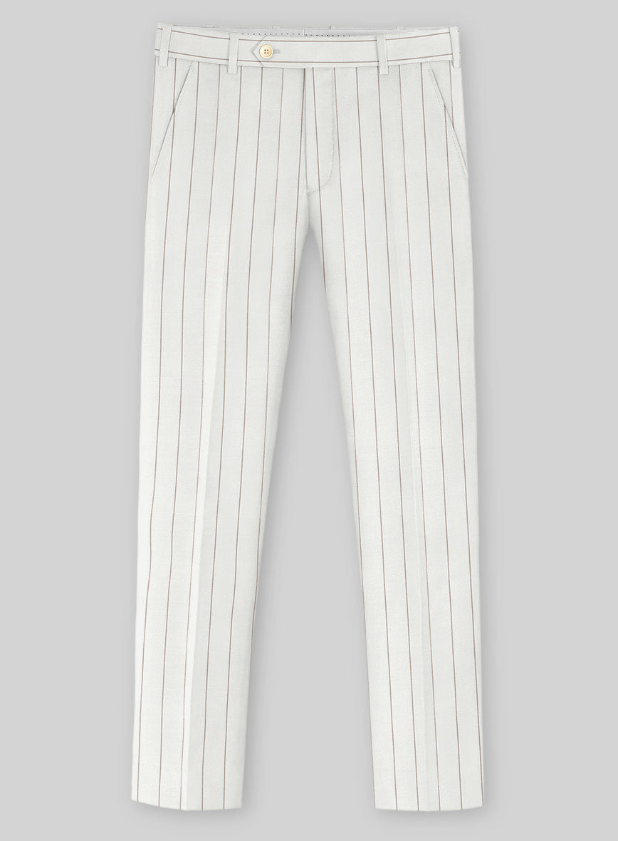 Napolean Artisan Band Ivory Wool Pants - StudioSuits