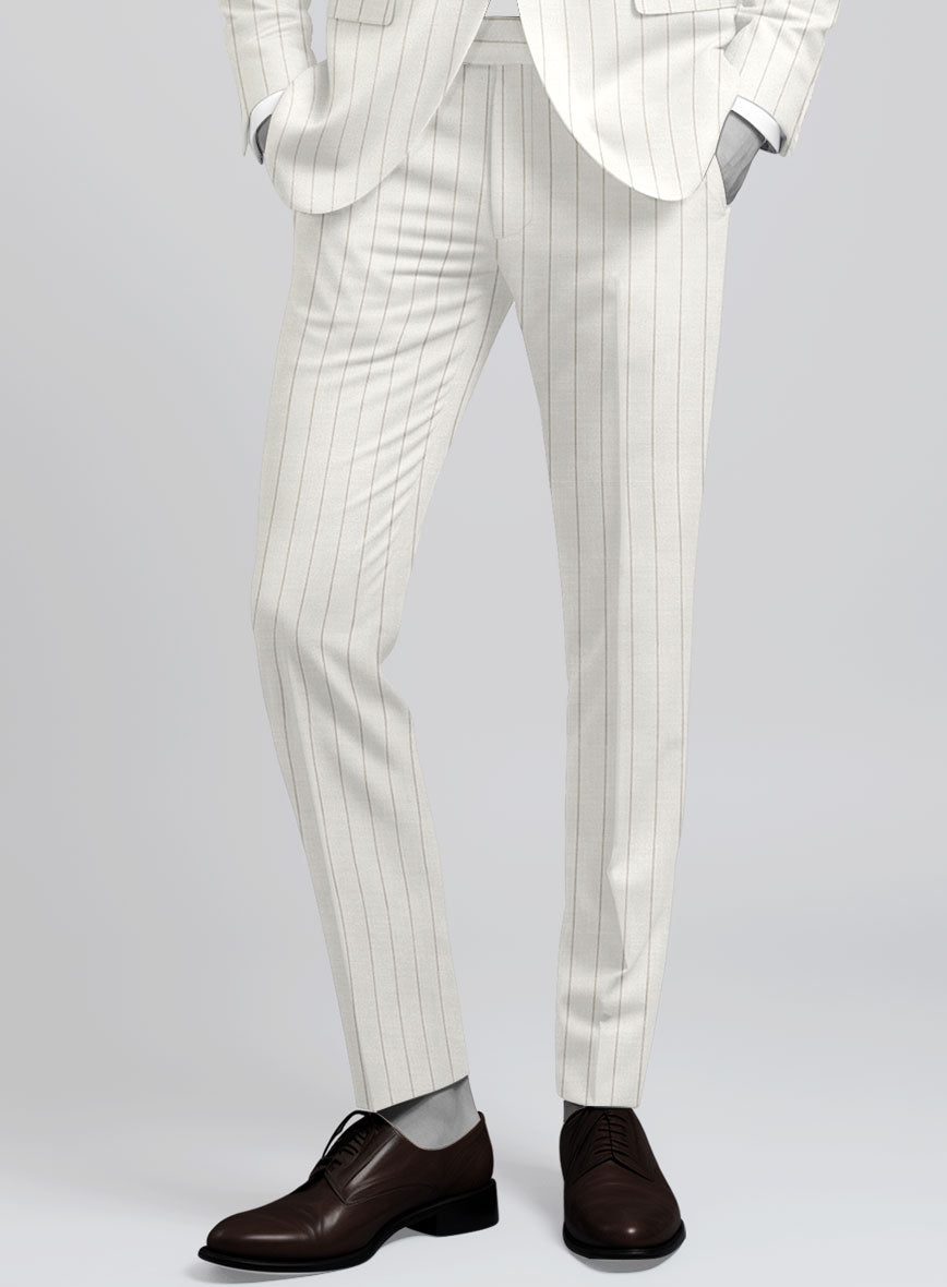 Napolean Artisan Band Ivory Wool Pants - StudioSuits