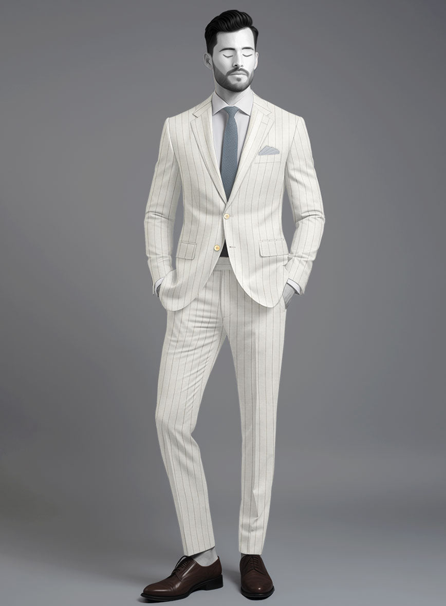 Napolean Artisan Band Ivory Wool Suit - StudioSuits