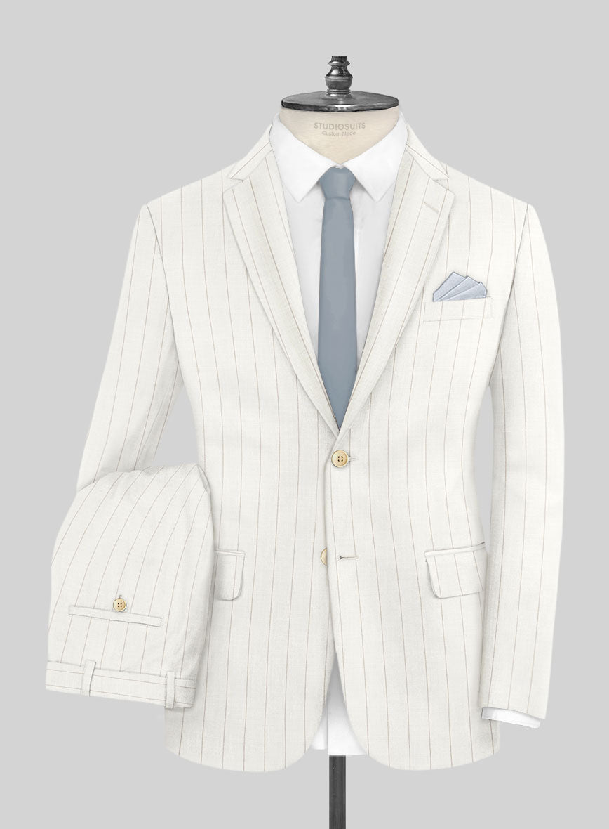 Napolean Artisan Band Ivory Wool Suit - StudioSuits