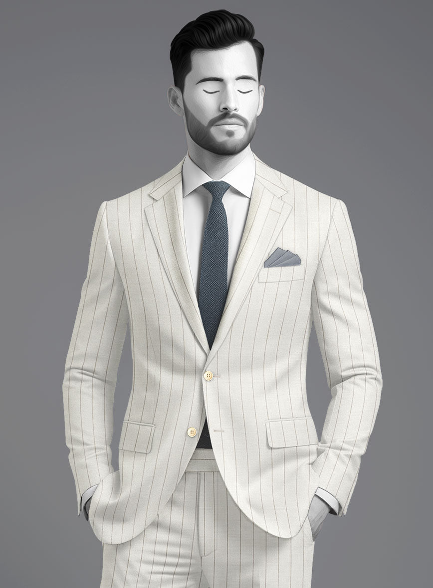 Napolean Artisan Band Ivory Wool Suit - StudioSuits