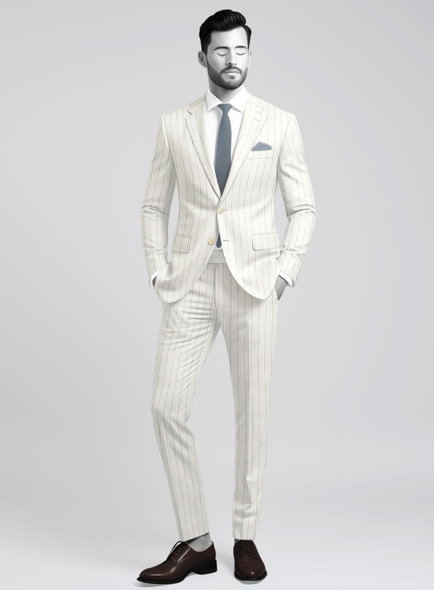 Napolean Artisan Band Ivory Wool Suit - StudioSuits