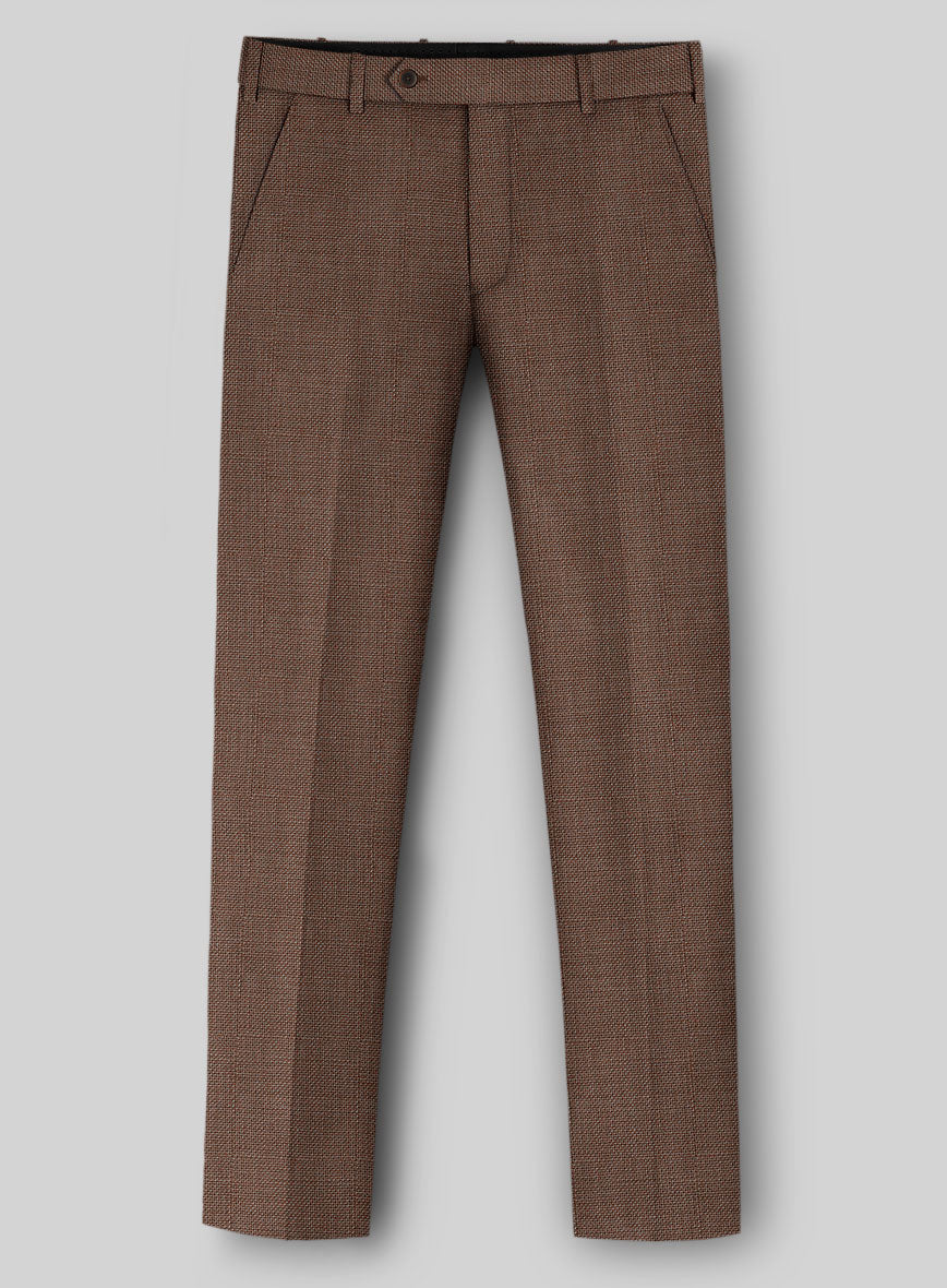 Napolean Arvett Basket Weave Brown Wool Pants - StudioSuits