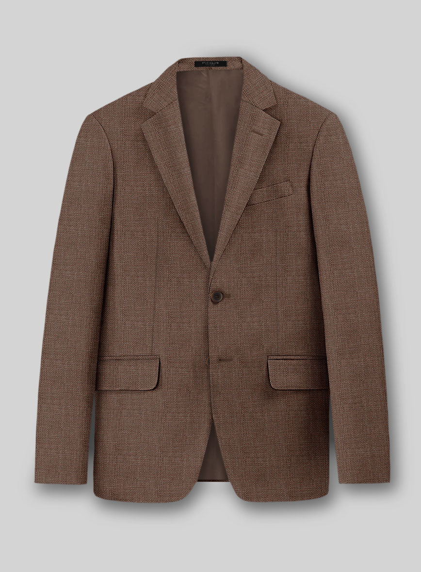 Napolean Arvett Basket Weave Brown Wool Suit - StudioSuits