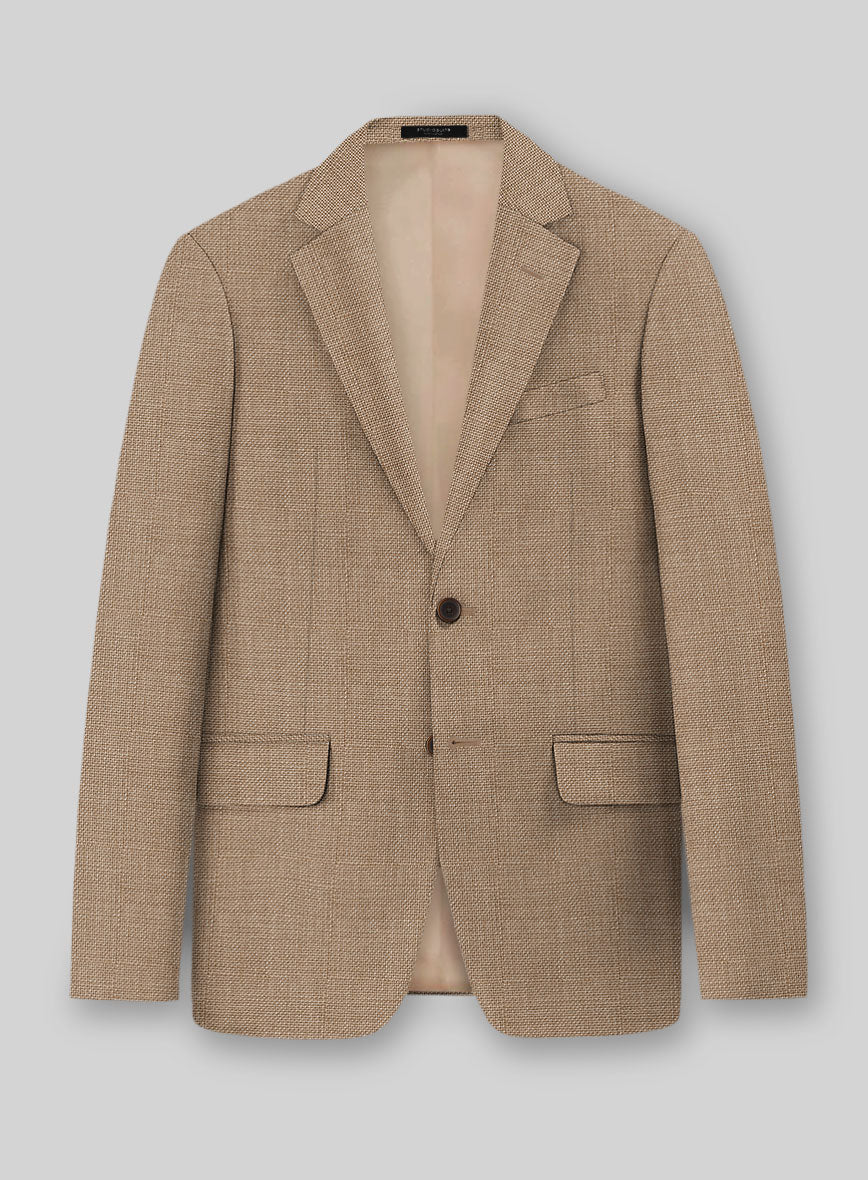 Napolean Arvett Basket Weave Light Brown Wool Jacket - StudioSuits