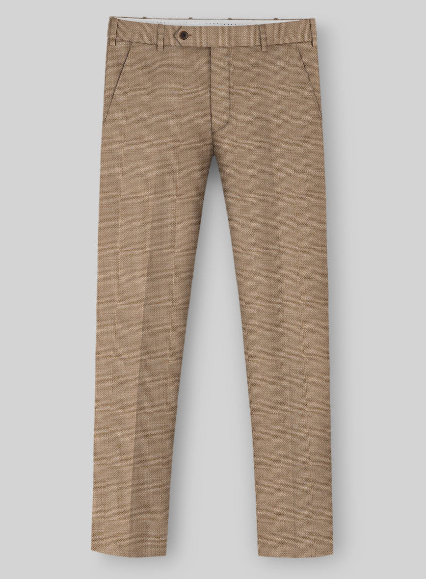 Napolean Arvett Basket Weave Light Brown Wool Pants - StudioSuits